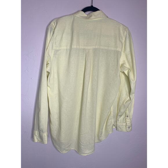 Universal Threads Yellow Linen Blend Button Up Shirt Sz Small - Picture 6 of 9